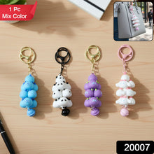 Cute Cartoon Cloud Stack Keychain with Bell (1 Pc , Mix Color) - justgrabit.in | Just Grab It