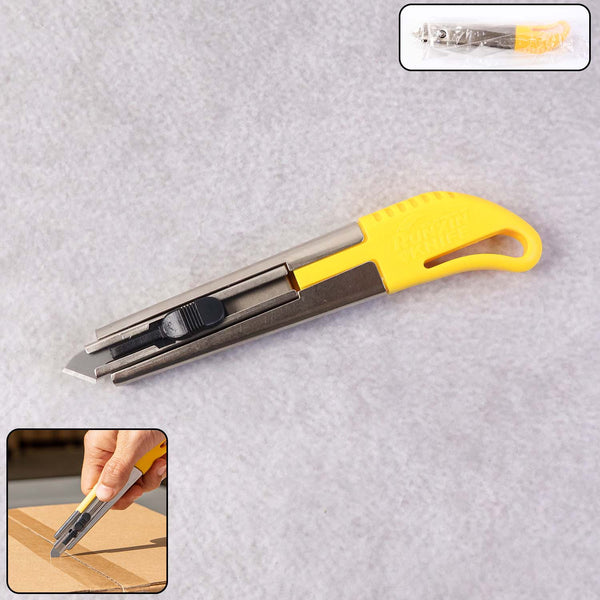 Heavy - Duty Stainless Steel Body Utility Cutter Knife (1 Pc / With 2 Extra Blade) - justgrabit.in | Just Grab It