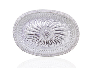Multipurpose Royal Design Oval Silver Gift Tray - Justgrabit Inc.