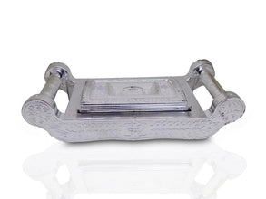 Multipurpose 4 Section Royal Design Silver Storage / Gift Box - Justgrabit Inc.