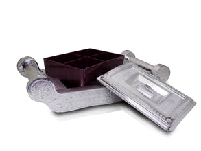 Multipurpose 4 Section Royal Design Silver Storage / Gift Box - Justgrabit Inc.