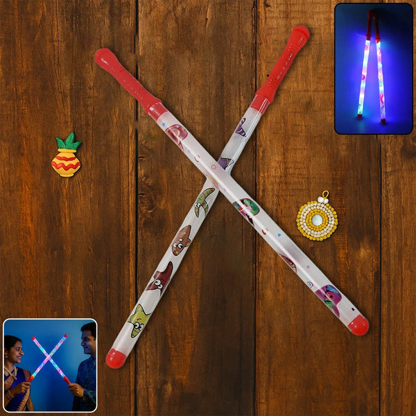 2 Piece LED Dandiya Sticks Set – Color Changing Light - Up - justgrabit.in | Just Grab It