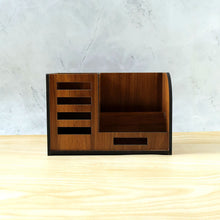 Premium Wooden Desk Organizer with Phone Stand, Pen Holder, Card Holder (1 Pc) - justgrabit.in | Just Grab It
