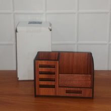 Premium Wooden Desk Organizer with Phone Stand, Pen Holder, Card Holder (1 Pc) - justgrabit.in | Just Grab It