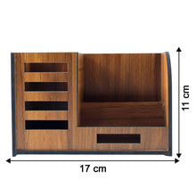 Premium Wooden Desk Organizer with Phone Stand, Pen Holder, Card Holder (1 Pc) - justgrabit.in | Just Grab It
