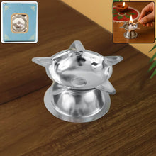 Stainless Steel Lotus Design Diya (1 Pc) - Justgrabit Inc.