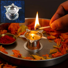 Stainless Steel Lotus Design Diya (1 Pc) - Justgrabit Inc.