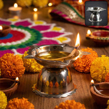 Stainless Steel Sunflower Design Diya Stand (Small Size / 1 Pc) - justgrabit.in | Just Grab It