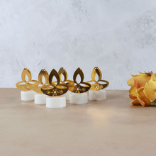 Golden Diya Shaped LED Tealight Candles (6 Pc) - justgrabit.in | Just Grab It