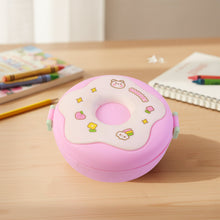 Donut Shaped Double Insulated 3 Compartment Lunch Box (1 Pc / Mix Color) - justgrabit.in | Just Grab It