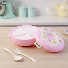 Donut Shaped Double Insulated 3 Compartment Lunch Box (1 Pc / Mix Color) - justgrabit.in | Just Grab It