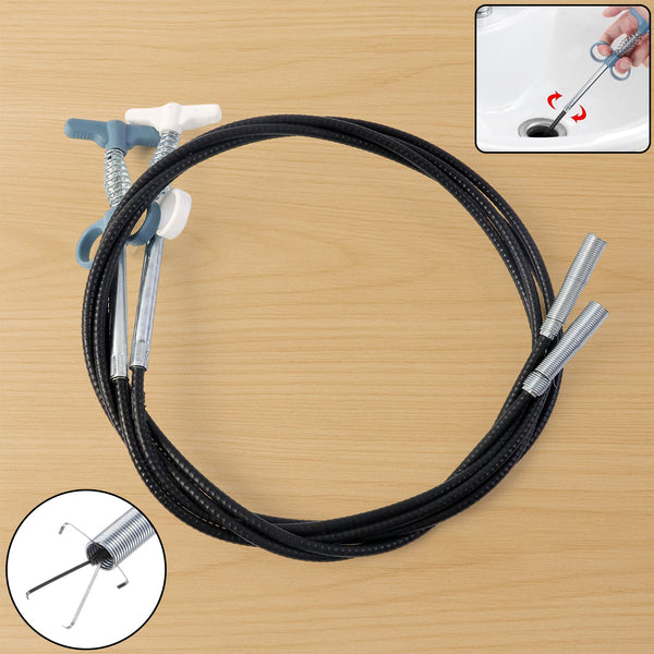 Flexible Spring Drain Cleaning Tool with Hand Grip (1 Pc / 196 Cm) - justgrabit.in | Just Grab It