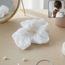 Elegant White Mesh Fabric Hair Scrunchie (1 Pc) - justgrabit.in | Just Grab It