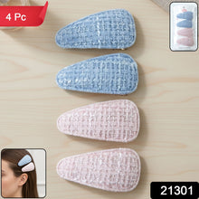 Textured Fabric Snap Hair Clips Set (4 Pc) - justgrabit.in | Just Grab It