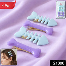 Cute Fishbone & Bone Shape Hair Clip Set (4 Pc) - justgrabit.in | Just Grab It