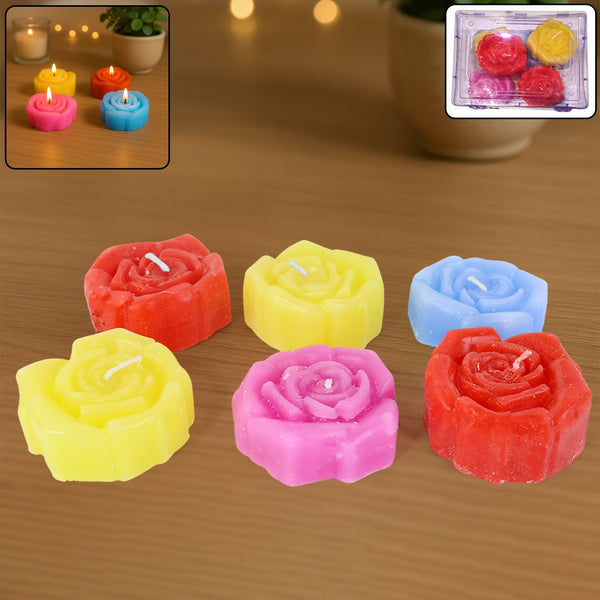 Rose Shaped Wax Candle Set (6 Pc) - justgrabit.in | Just Grab It
