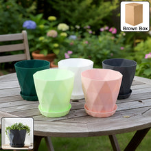 Diamond Design Plastic Flower Pot Set with Drain Tray (5 Pc) - justgrabit.in | Just Grab It