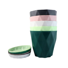 Diamond Design Plastic Flower Pot Set with Drain Tray (5 Pc) - justgrabit.in | Just Grab It