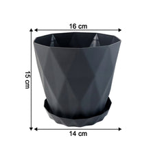 Diamond Design Plastic Flower Pot Set with Drain Tray (5 Pc) - justgrabit.in | Just Grab It