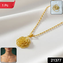Elegant Floral Design Gold Plated Pendant Necklace (1 Pc) - justgrabit.in | Just Grab It