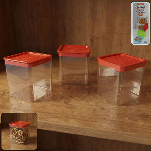 3 Piece Airtight Food Storage Container Set (1 Set / 350 ML) - justgrabit.in | Just Grab It