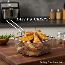Stainless Steel Deep Fryer Basket with Long Handle (1 Pc) - justgrabit.in | Just Grab It