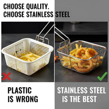 Stainless Steel Deep Fryer Basket with Long Handle (1 Pc) - justgrabit.in | Just Grab It