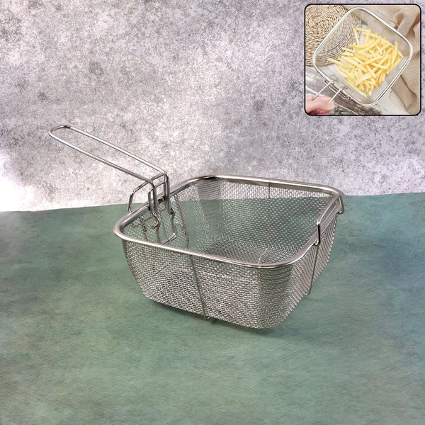 Stainless Steel Deep Fryer Basket with Long Handle (1 Pc) - justgrabit.in | Just Grab It