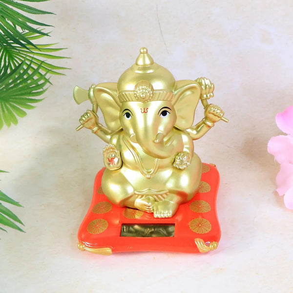 Decorative Religious Large Lord Ganesha Idol with Solar - Powered Base (1 Pc) - Justgrabit Inc.