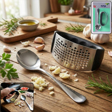 Heavy - Duty Garlic Press Tool with Spoon Set (2 Pc Set) - justgrabit.in | Just Grab It