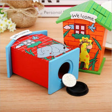 Cute Cartoon House Shaped Lovely Wooden Piggy Bank Money Bank - Justgrabit Inc.