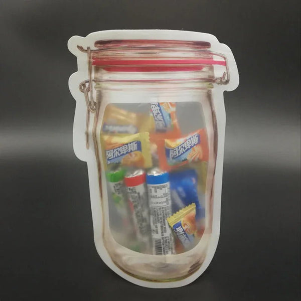 Reusable Airtight Seal Plastic Food Storage Mason Jar Zipper (500ml) - justgrabit.in | Just Grab It