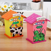 Cute Cartoon House Shaped Lovely Wooden Piggy Bank Money Bank - Justgrabit Inc.