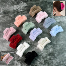 Big - Size Soft Faux Fur Hair Claw Clips (12 Pc) - Justgrabit Inc.