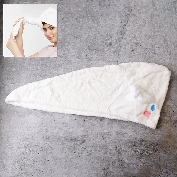 Premium Soft Microfiber Hair Drying Towel Wrap with Button (1 Pc) - Justgrabit Inc.