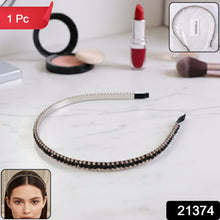 Elegant Black Crystal Studded Metal Hair Band (1 Pc) - justgrabit.in | Just Grab It