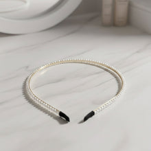 Elegant Pearl Beaded Slim Golden Metal Hair Band (1 Pc) - justgrabit.in | Just Grab It