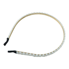 Elegant Pearl Beaded Slim Golden Metal Hair Band (1 Pc) - justgrabit.in | Just Grab It