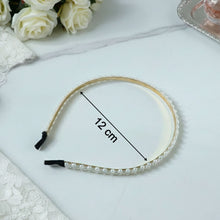 Elegant Pearl Beaded Slim Golden Metal Hair Band (1 Pc) - justgrabit.in | Just Grab It