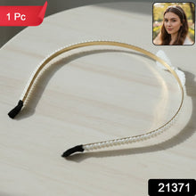 Elegant Pearl Beaded Slim Metal Hair Band (1 Pc) - justgrabit.in | Just Grab It