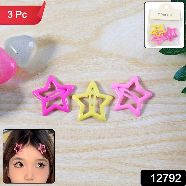 Star - Shaped Hair Clips for Girls - (3 Pc) - justgrabit.in | Just Grab It