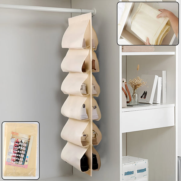 12 Grids Hanging Storage Bag (1 Pc / 12 Pocket / Mix Color) - justgrabit.in | Just Grab It