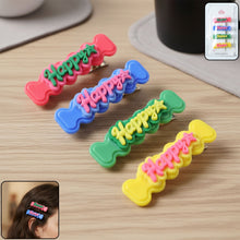 Cute “Happy” Bone - Shaped Snap Hair Clips Set (4 Pc) - justgrabit.in | Just Grab It