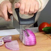Stainless Steel Onion Cutter & Vegetable Slicer Holder Tool (1 Pc) - justgrabit.in | Just Grab It