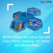 46 Pcs Plastic Art Colour Set with Color , Crayons, Oil Pastel and Sketch Pens - Justgrabit Inc.