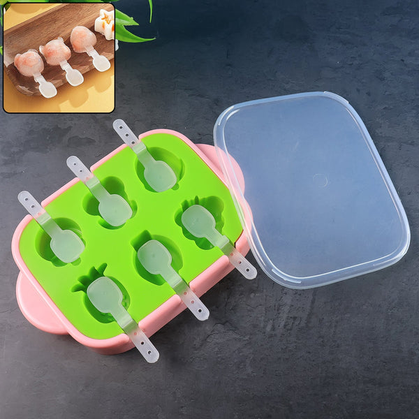 6 - Cavity Silicone Ice Cream and Popsicle Mold Tray (1 Set) - justgrabit.in | Just Grab It