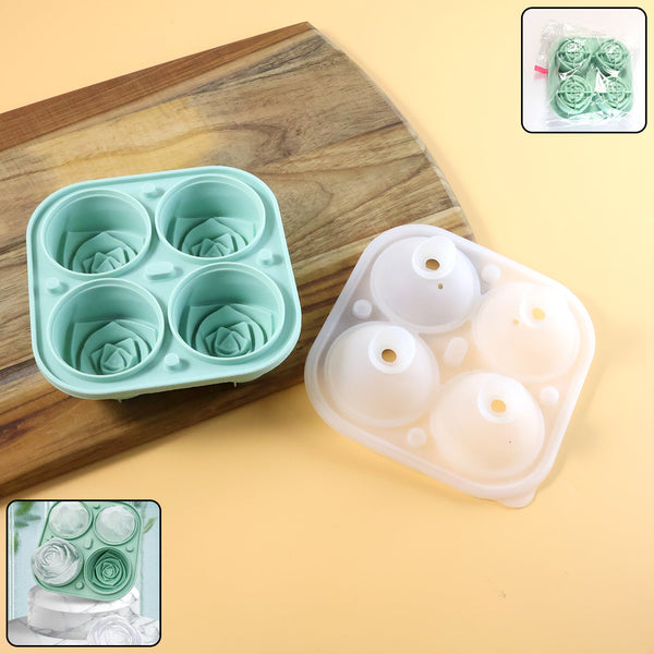 4 - Grid Rose - Shape Ice Cube Tray Mold with Lid - justgrabit.in | Just Grab It