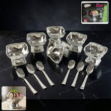 Premium Stainless Steel Ice Cream Cup With 6 Spoon Set (6 Pc Set) - justgrabit.in | Just Grab It