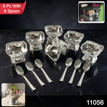 Premium Stainless Steel Ice Cream Cup With 6 Spoon Set (6 Pc Set) - justgrabit.in | Just Grab It