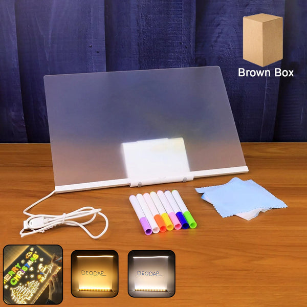 LED Acrylic Writing Board with USB Power (1 Set) - justgrabit.in | Just Grab It